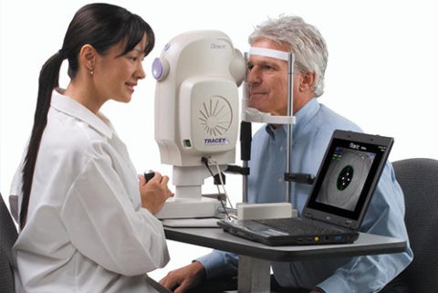Eye Doctor with his patient